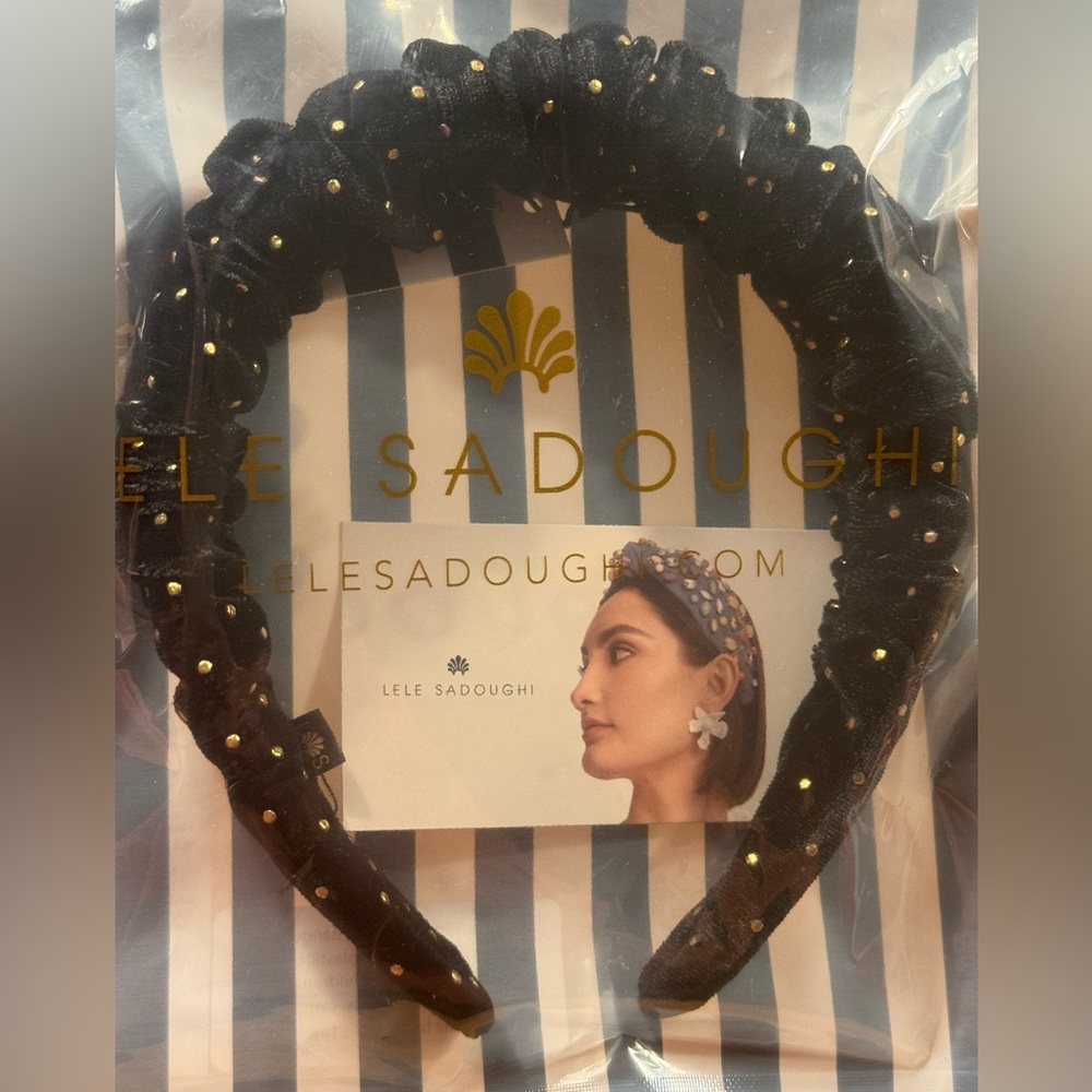 LELE SADOUGHI Jet Dot Velvet Kelly Headband.